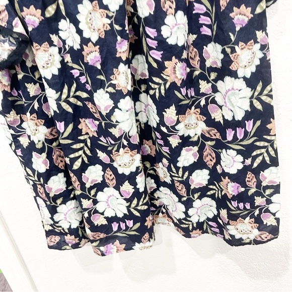 Lane Bryant Top Women's 18 Navy Blue Cap Sleeve Smocked Popover Tank Ruffle - Picture 3 of 8